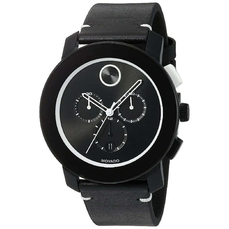 Watches with Power Reserve Indicator (for mechanical)Movado Men's 3600386 Bold Chronograph Black Leather Watch