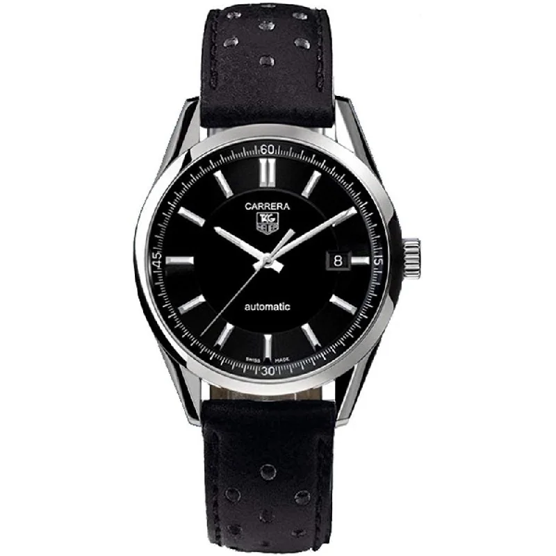 Casual Watches for Weekend OutingsTag Heuer Men's WV211B.FC6182 Carrera Black Leather Watch