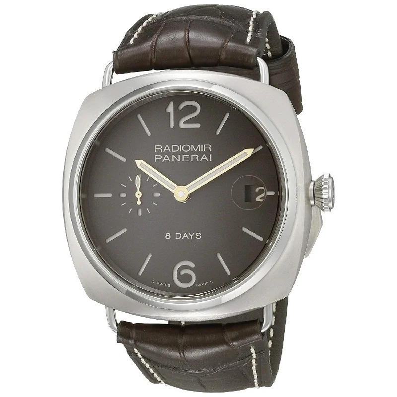 Watches with Matte Finish Cases for a Sophisticated LookPanerai Men's PAM00346 Radiomir Titanio 8 Days Mechanical Hand Wind Brown Leather Watch