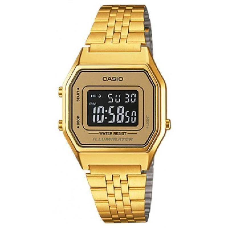 Watches with Temperature SensorCasio Vintage LA680WGA-9B Gold Plated Watch For Women