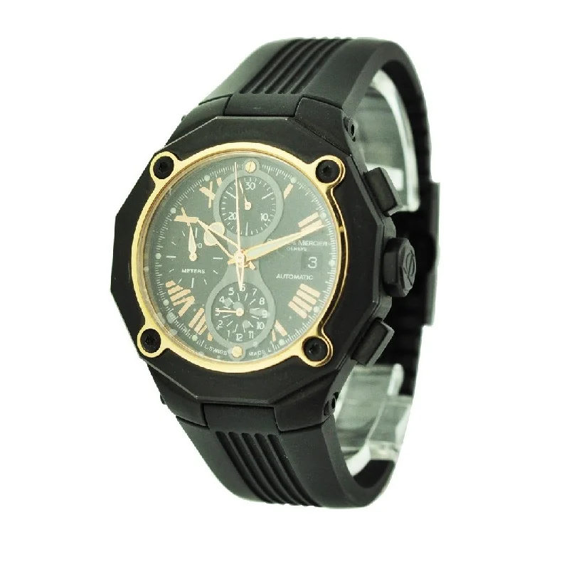 Military Style Watches with Luminescent HandsBaume & mercier Men's MOA08758 Riviera Chronograph Black Rubber Watch