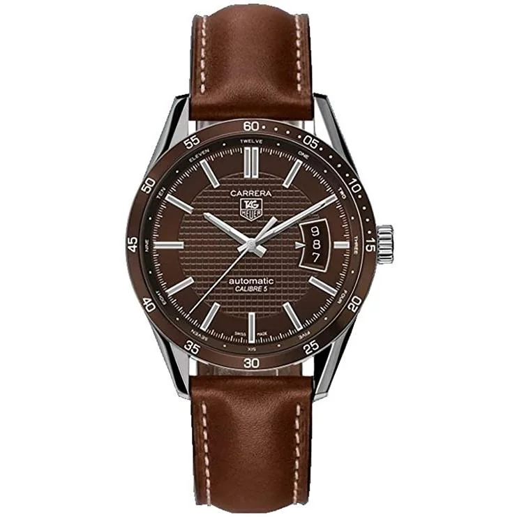 Digital Watches with Timer FunctionTag Heuer Men's WV211N.FC6203 Carrera Brown Leather Watch