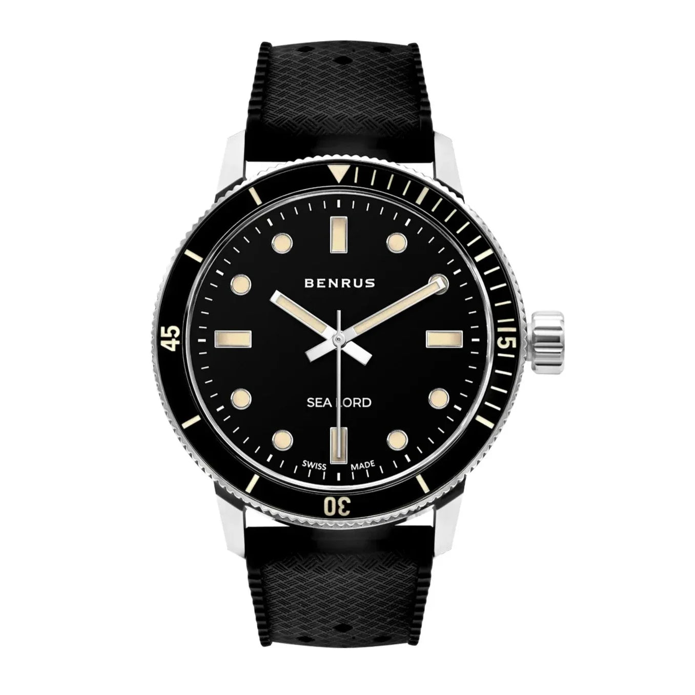 Watches with Power Reserve Indicator (for mechanical)Benrus Men's Sea Lord Dive Watch Black