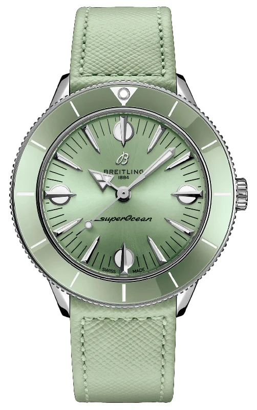 Watches with Sword-Style Hands for a Distinctive LookBreitling Superocean Heritage Stainless Steel Green Dial Automatic Womens Watch A10340361L1X1