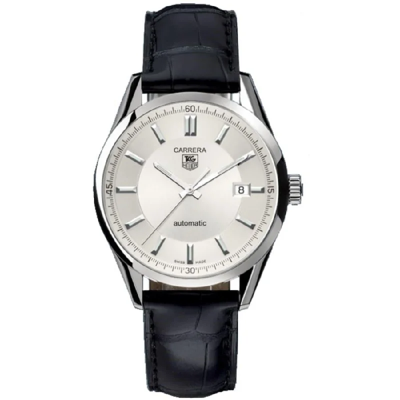 Square Dial Watches with Modern DesignTag Heuer Men's WV211A.FC6180 Carrera Black Leather Watch