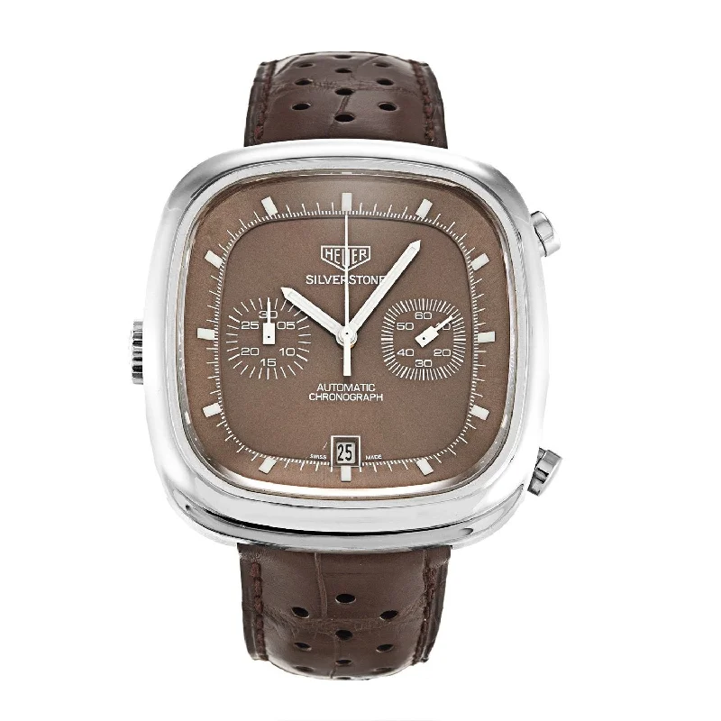 Men’s Watches with Date Display WindowTag Heuer Men's CAM2111.FC6259 Silverstone Limited Edition Chronograph Automatic Brown Leather Watch