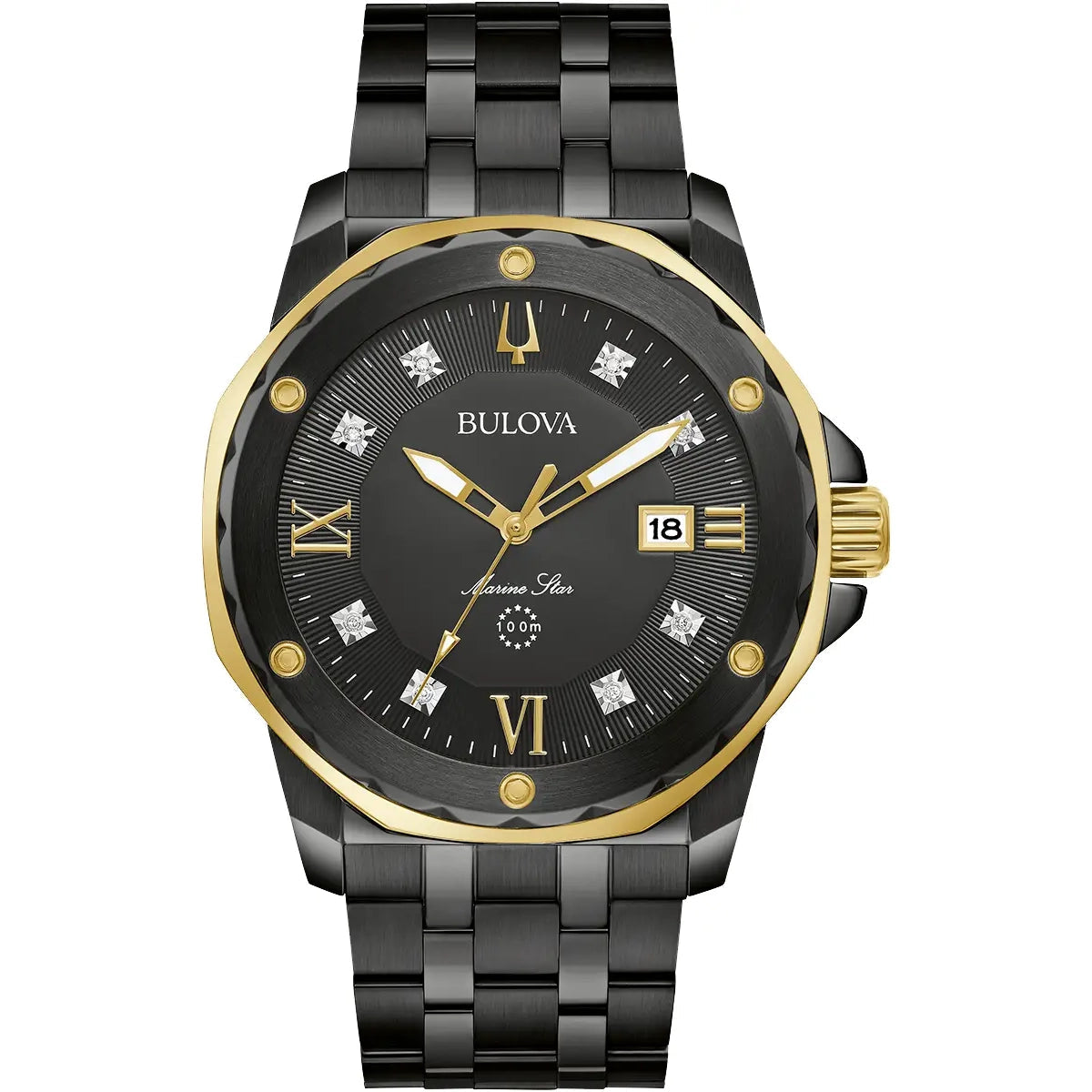 Designer Brand Watches with Unique Dial PatternsBulova Marine Star Men's Black Watch 98D176