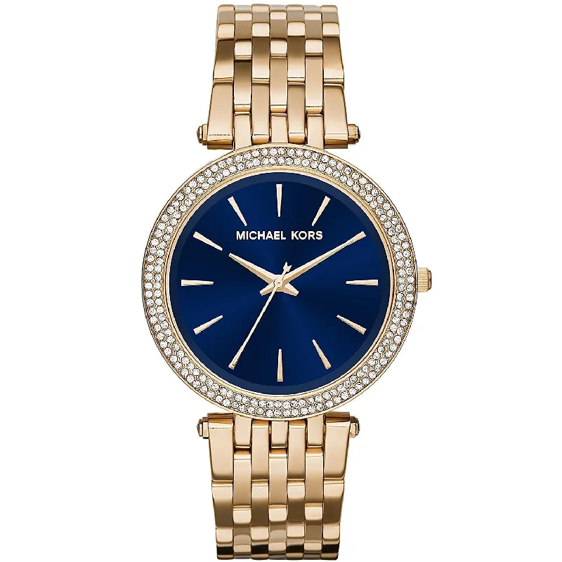 Designer Brand Watches with Unique Dial PatternsMichael Kors Darci Quartz Crystal Blue Dial Women's Watch MK3406