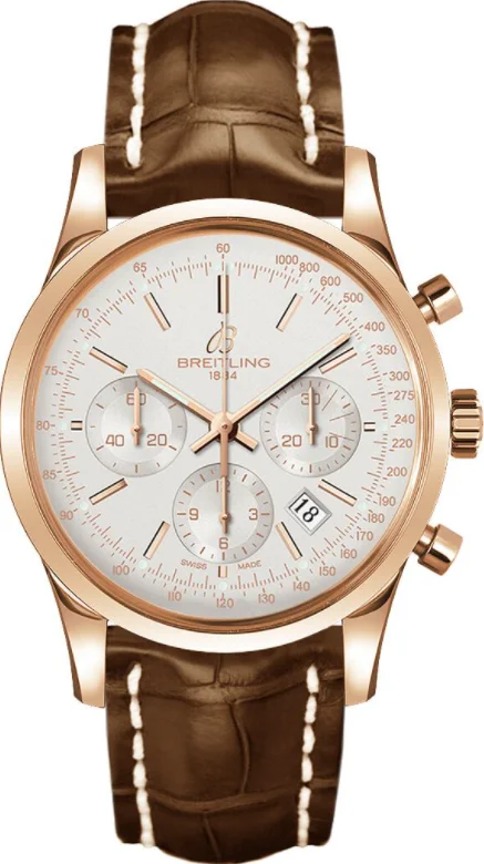 Watches with Embossed Dials for a Textured LookBreitling Transocean Chronograph 18k Rose gold - Silver 43mm Dial