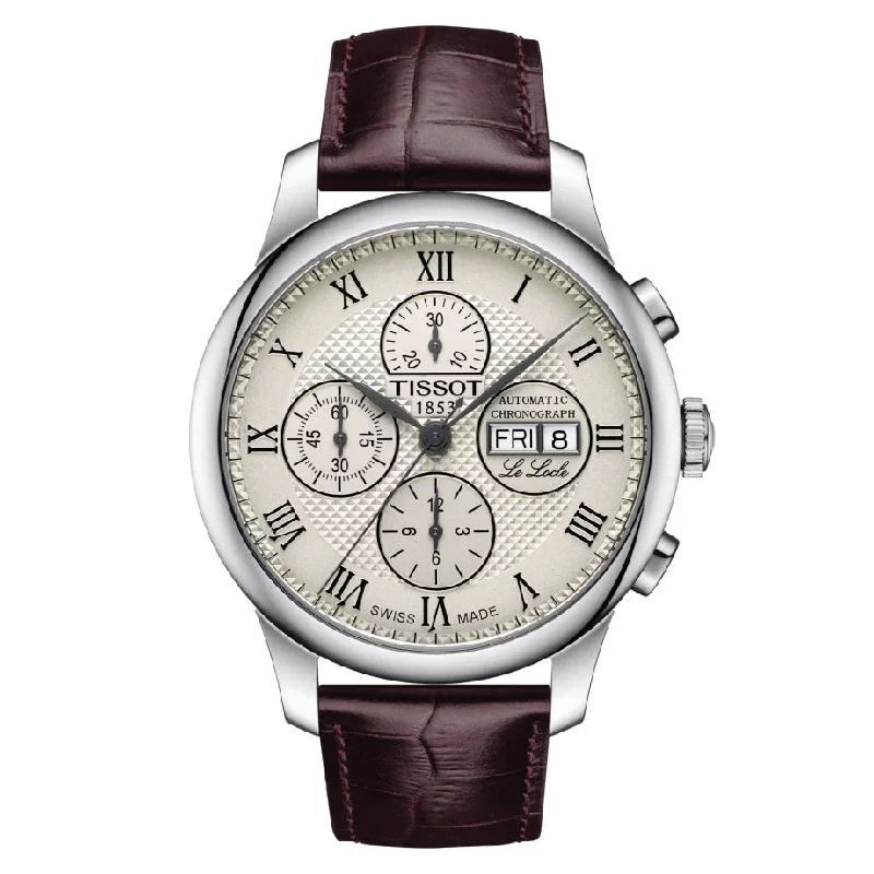 Leather Cuff Watches for a Bohemian LookTISSOT LE LOCLE VALJOUX CHRONOGRAPH T0064141626300