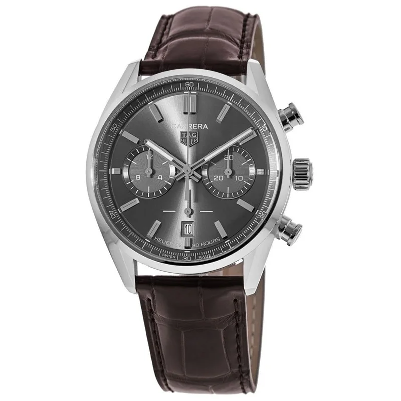 Watches with Temperature SensorTag Heuer Men's CBN2012.FC6483 Carrera  Chronograph Brown Leather Watch