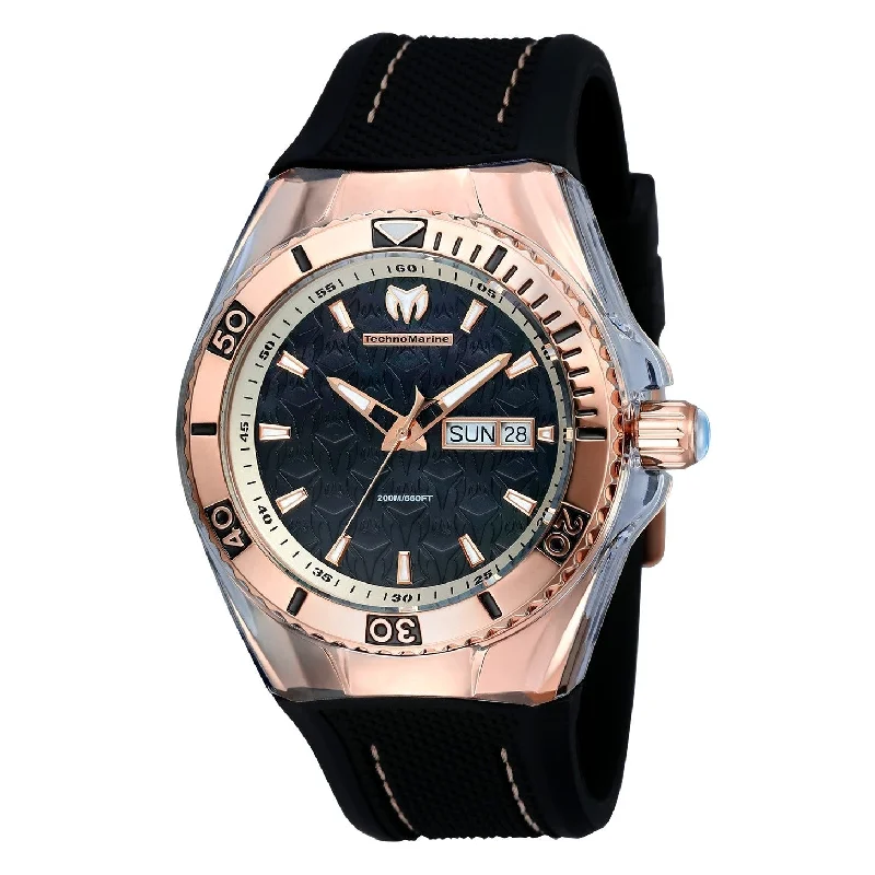 Watches with GMT FunctionTechnoMarine Cruise Monogram Quartz Black Dial Men's Watch TM-115214