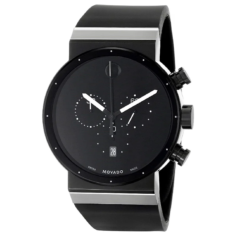 Adjustable Strap Watches for Perfect FitMovado Men's 0606501 Sapphire Synergy Chronograph Black Rubber Watch