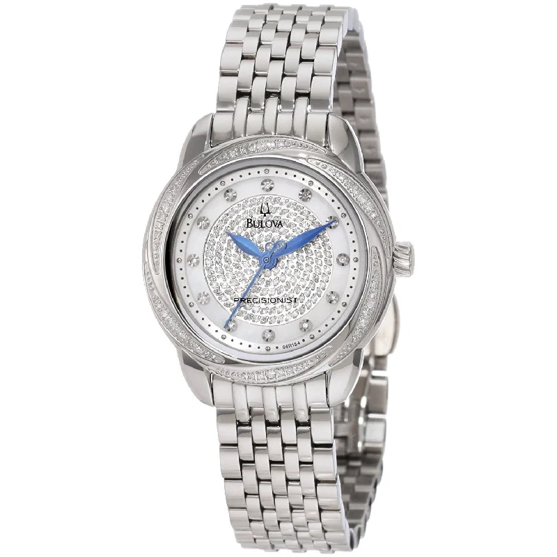 Mechanical Watches with Hand-Winding MechanismBulova Women's 96R154 Precisionist Diamond Stainless Steel Watch