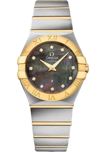 Designer Brand Watches with Unique Dial PatternsOmega Constellation Quartz Tahiti Watch - 27 mm Steel And Yellow Gold Case - Tahiti Mother-Of-Pearl Diamond Dial - 123.20.27.60.57.007