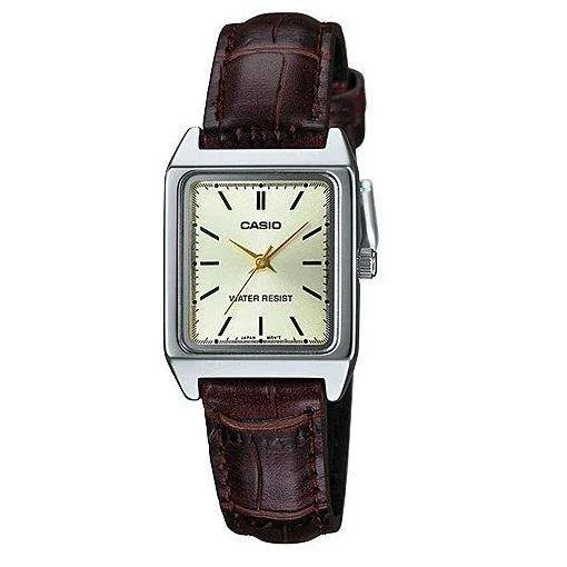 Fashionable Quartz Watches for Women with Leather StrapsCasio LTP-V007L-9E Brown Leather Watch for Women