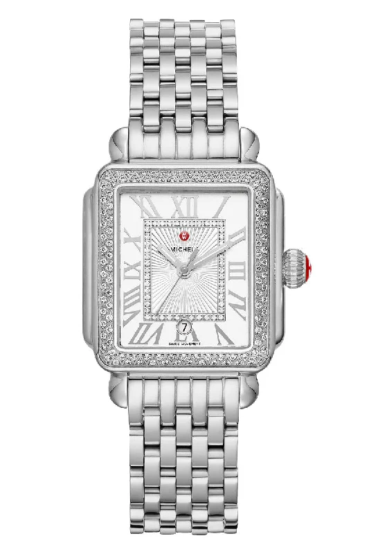 Women’s Dress Watches with Elegant StrapsMichele Deco Madison Mid Stainless Diamond MWW06G000001