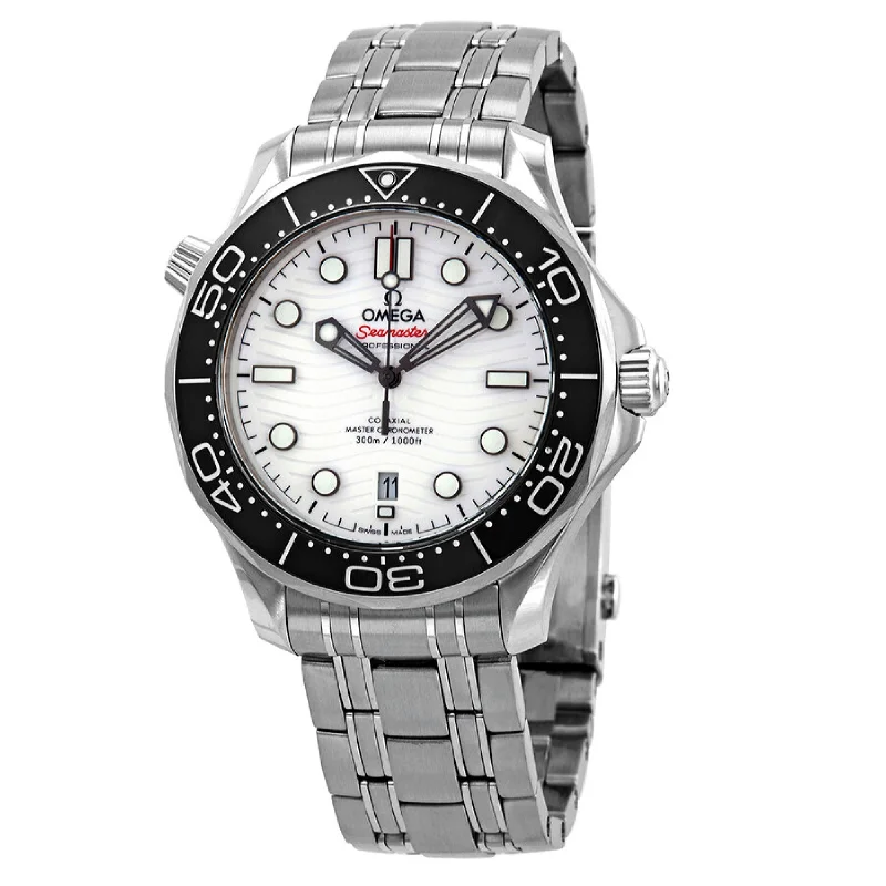 Watches with Embossed Dials for a Textured LookOmega Seamaster Automatic White Dial Men's Watch 210.30.42.20.04.001