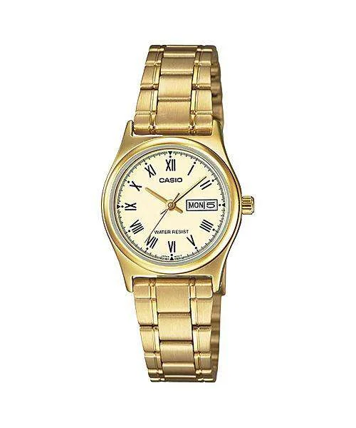 Ceramic Cased Watches with Mother-of-Pearl DialsCasio LTP-V006G-9B Gold Stainless Steel Strap Watch for Women