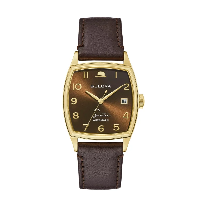 Watches with Sword-Style Hands for a Distinctive LookYoung at Heart Gold-Tone 33.5mm - Brown on Leather Strap